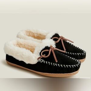 NWOT Women’s J. Crew Faux Shearling Lined Moccasin Slippers/Shoes, Size 10